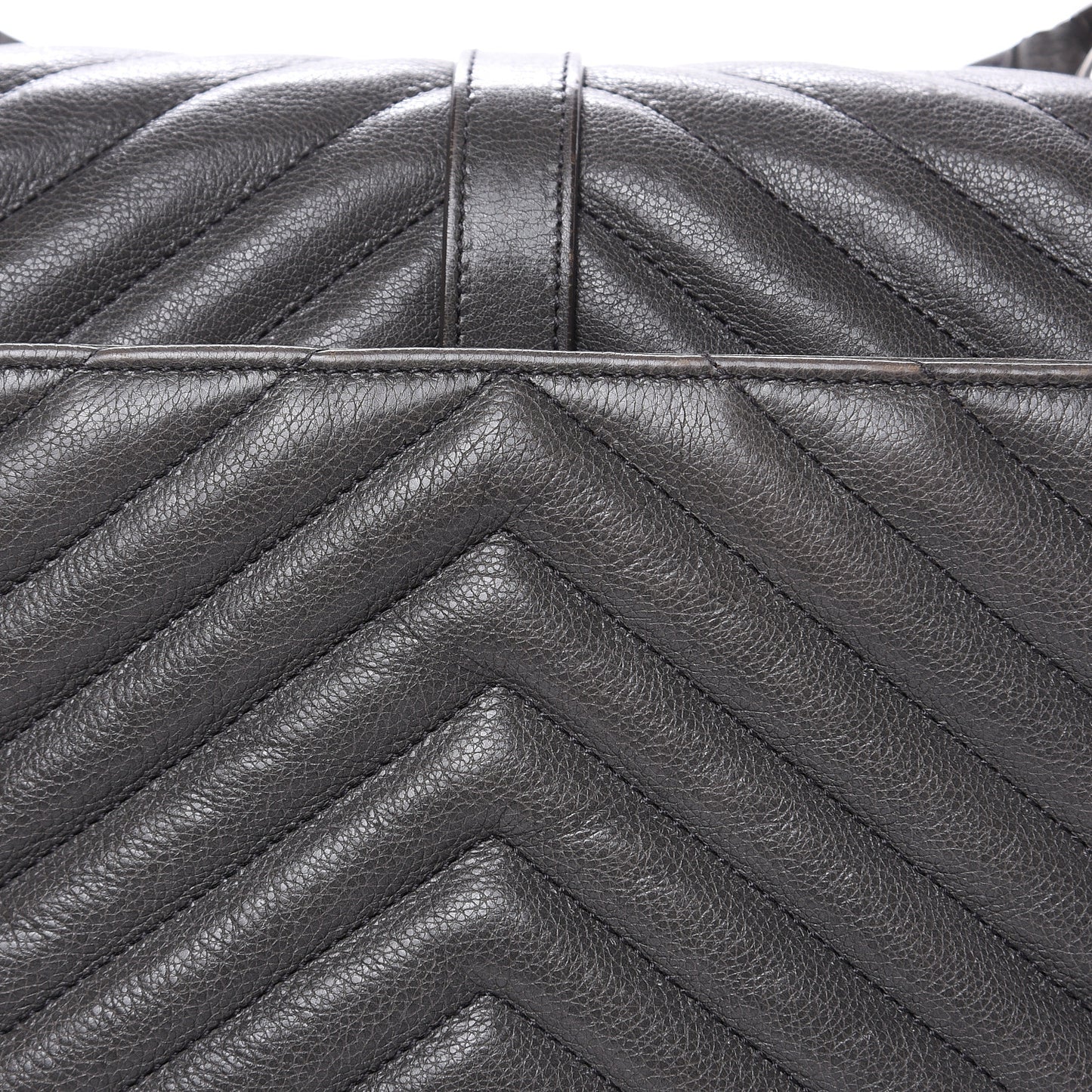 Sheepskin Matelasse Chevron Monogram Medium College Bag Light Coal
