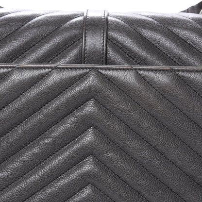 Saint Laurent Sheepskin Matelasse Chevron Monogram Medium College Bag Light Coal 13 of 17