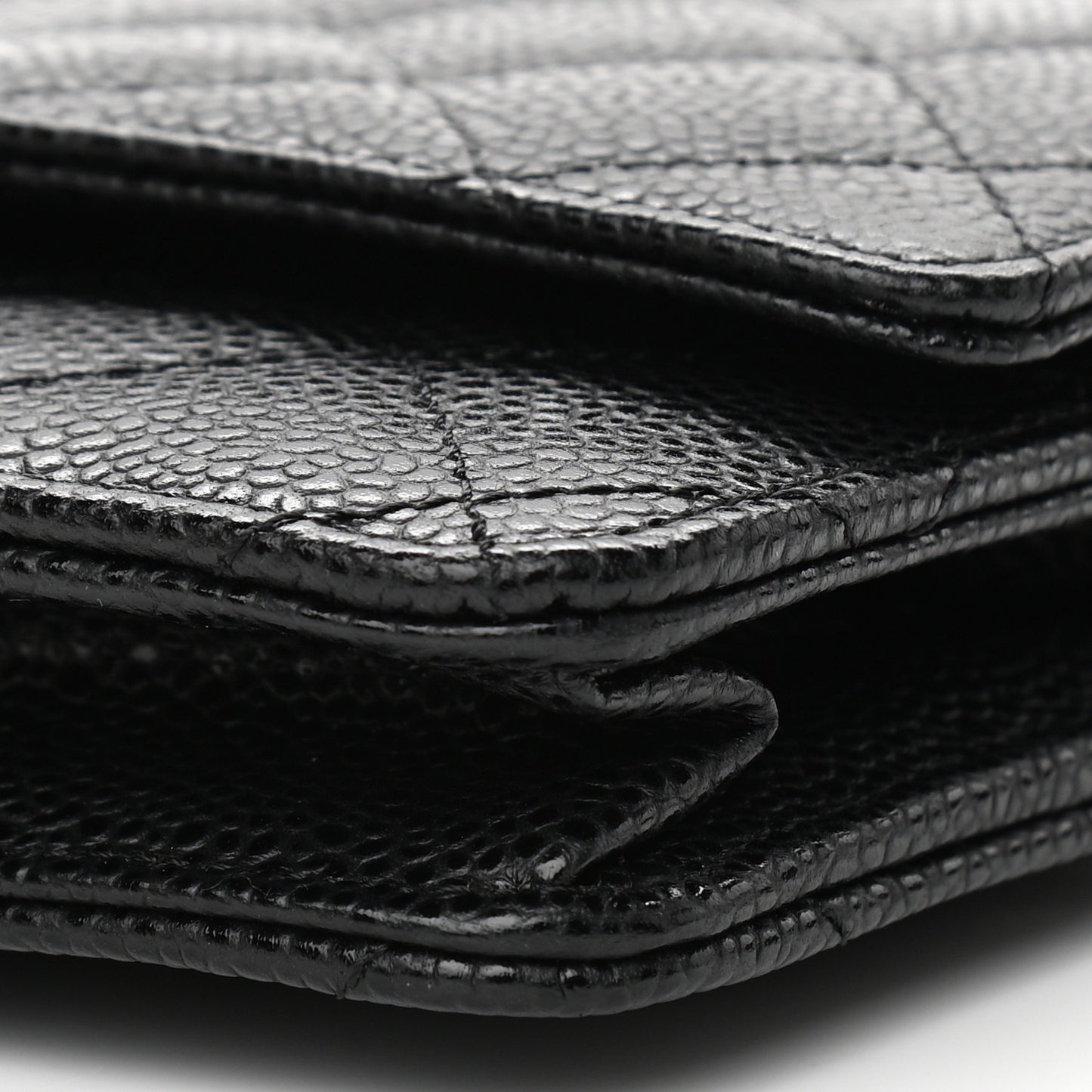 Caviar Quilted Wallet On Chain WOC Black