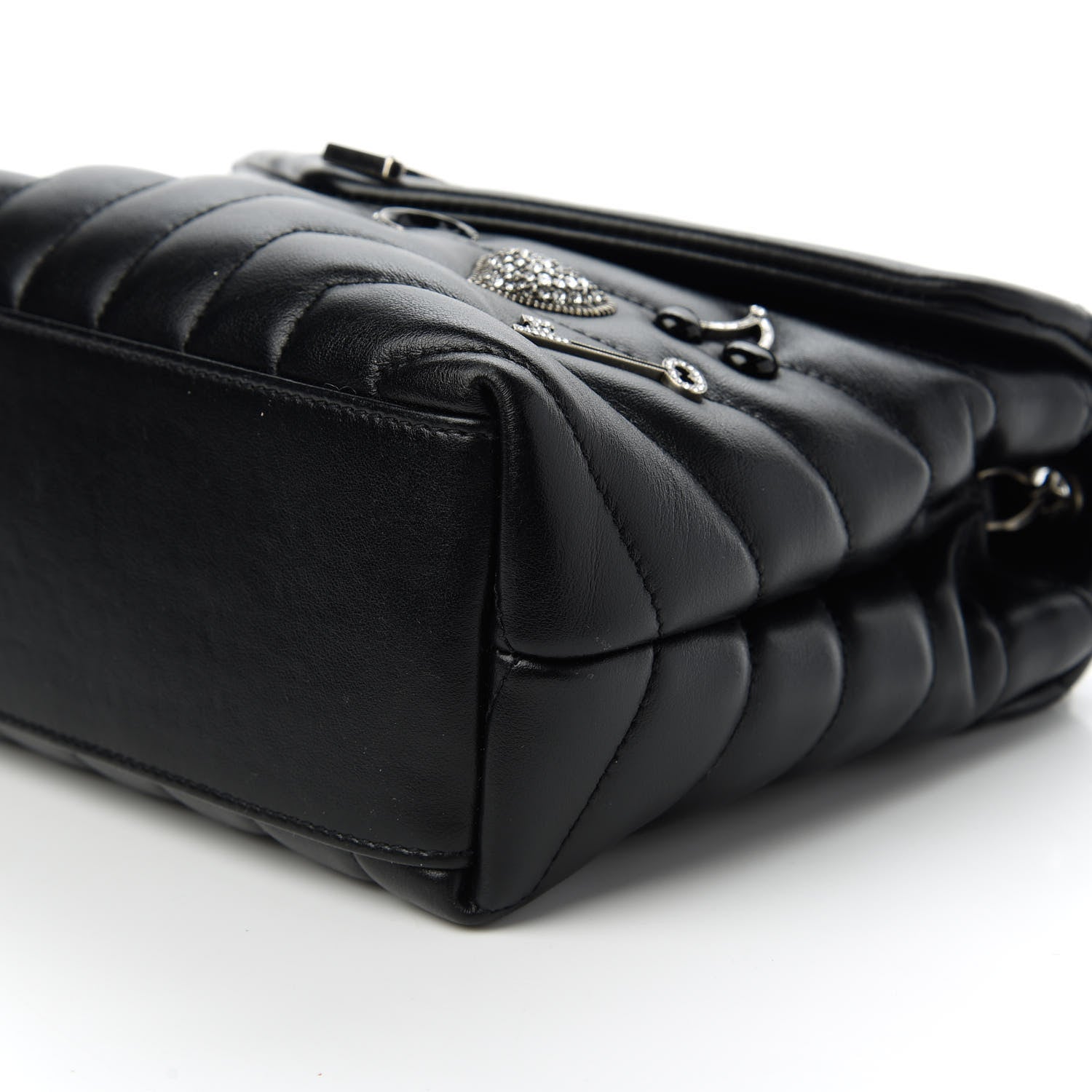 Saint Laurent Calfskin Y Quilted Monogram Small Charm Loulou Chain Satchel Black 7 of 10