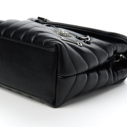 Saint Laurent Calfskin Y Quilted Monogram Small Charm Loulou Chain Satchel Black 7 of 10