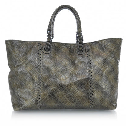 Bottega Veneta Woven Python Large Tote Cigar 1 of 10
