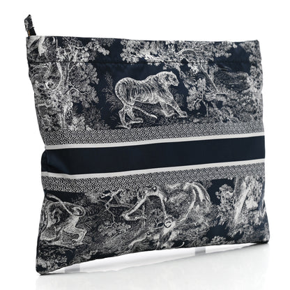 Christian Dior Embroidered Toile De Jouy Diortravel Zipped Pouch Blue 3 of 7