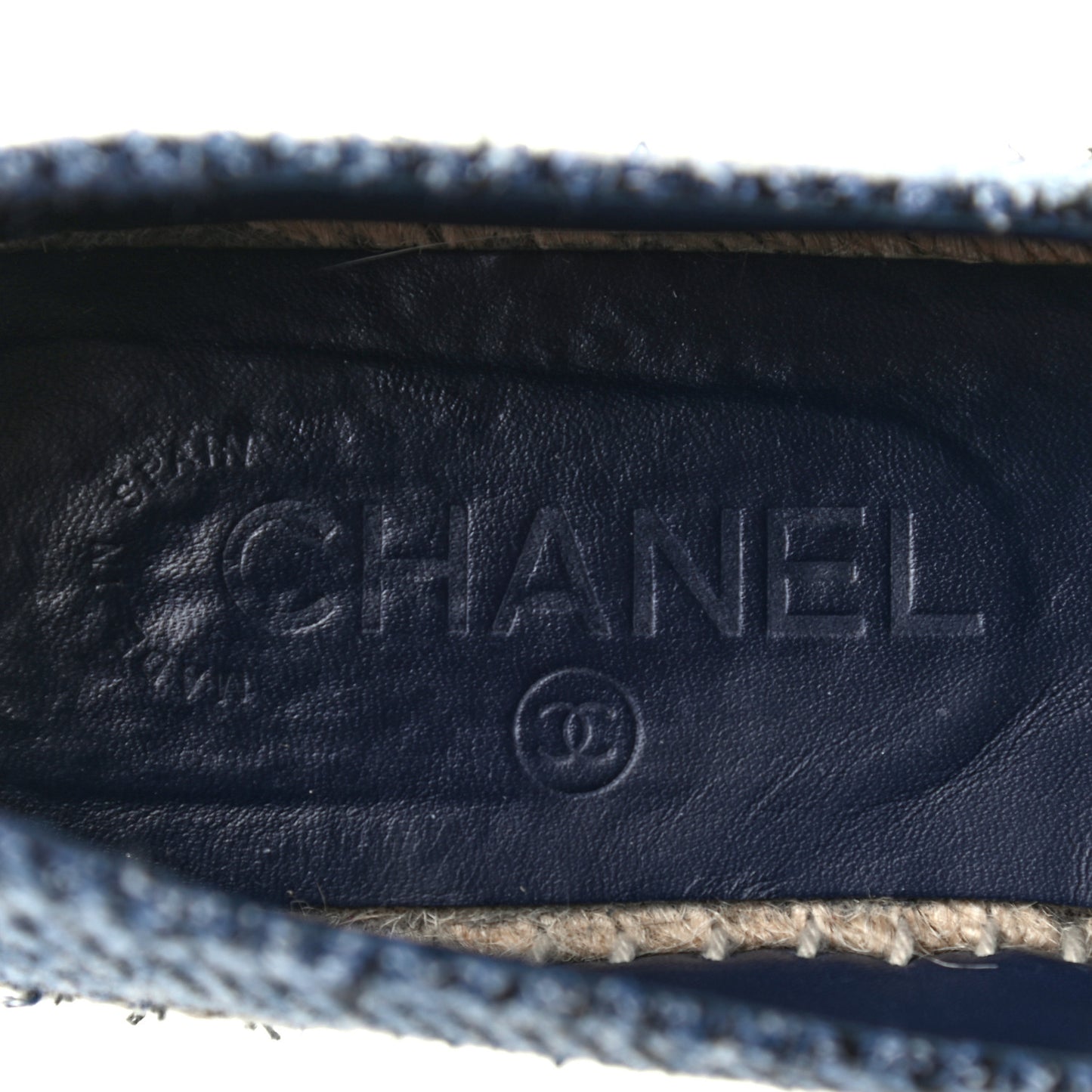 Cotton Tweed CC Espadrilles 36 Blue Ecru Black