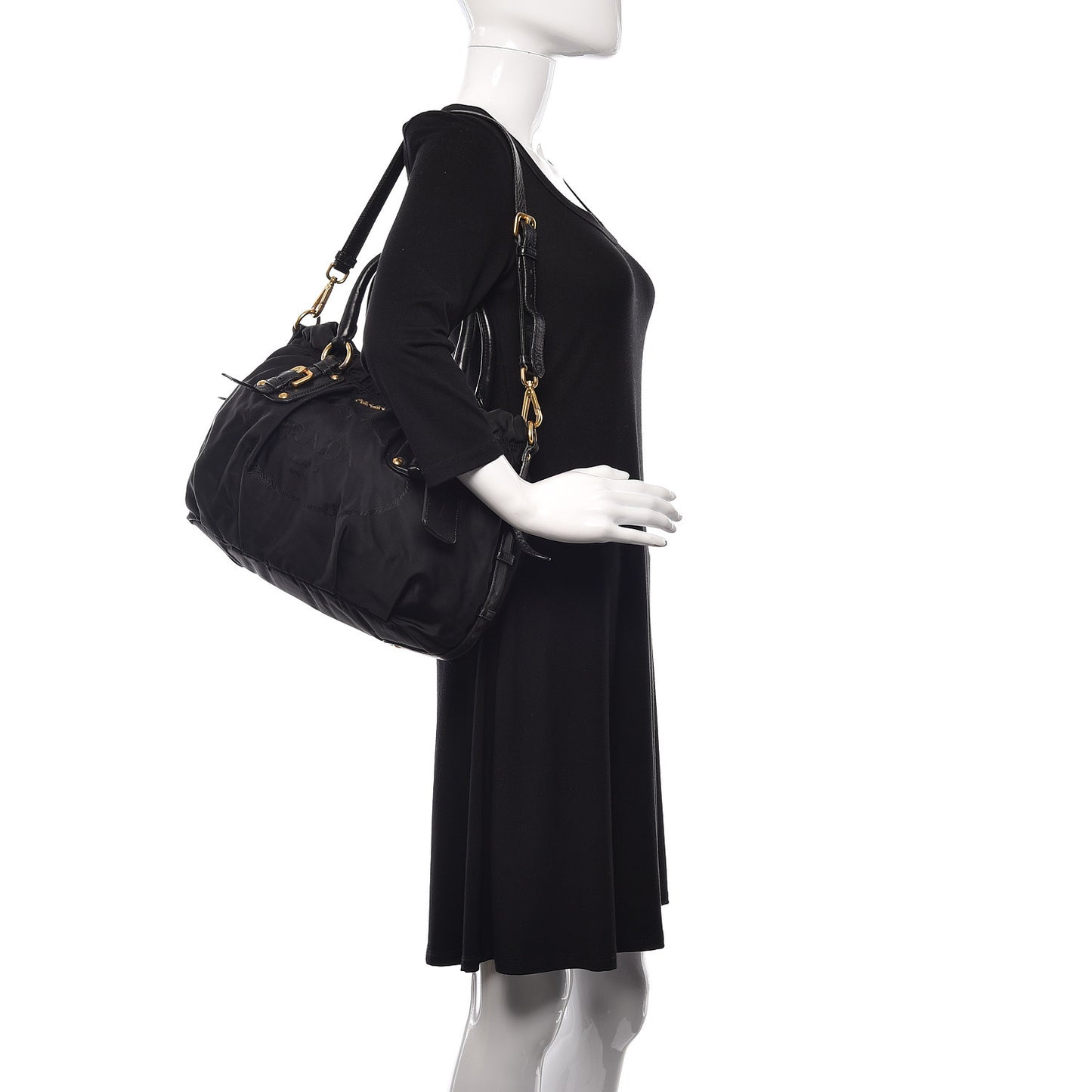 Tessuto Nylon Jacquard Logo Tote Black