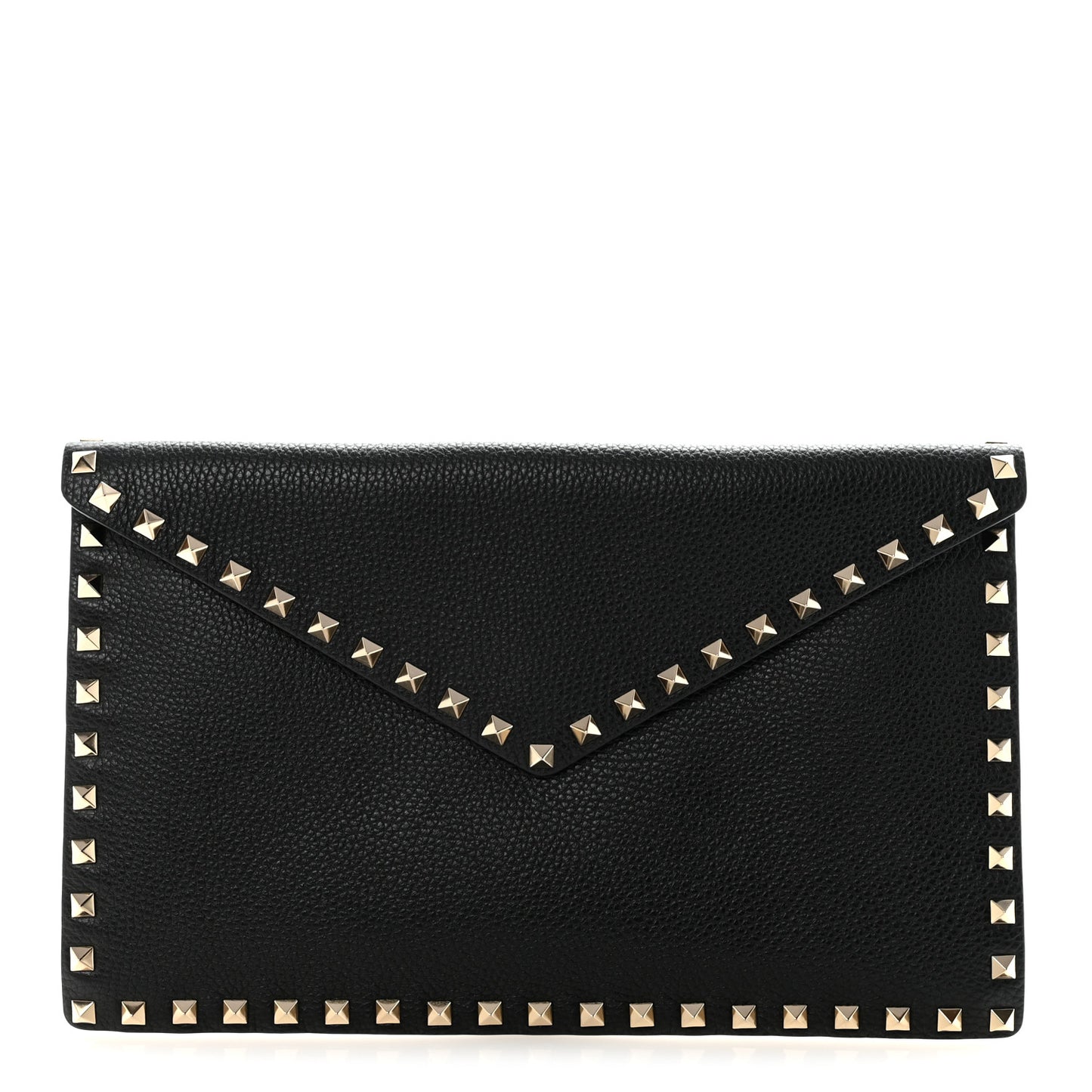 Vitello Large Rockstud Envelope Clutch Black