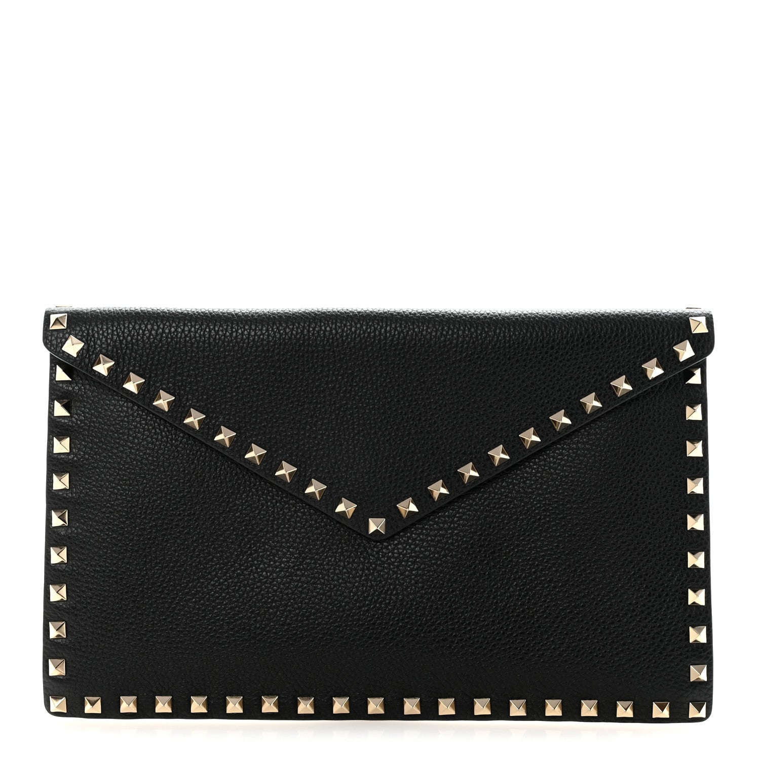 Valentino Garavani Vitello Large Rockstud Envelope Clutch Black 1 of 7