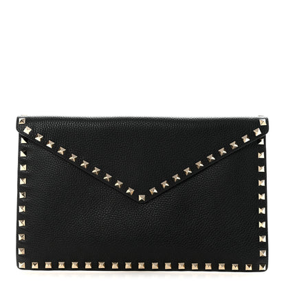 Valentino Garavani Vitello Large Rockstud Envelope Clutch Black 1 of 7
