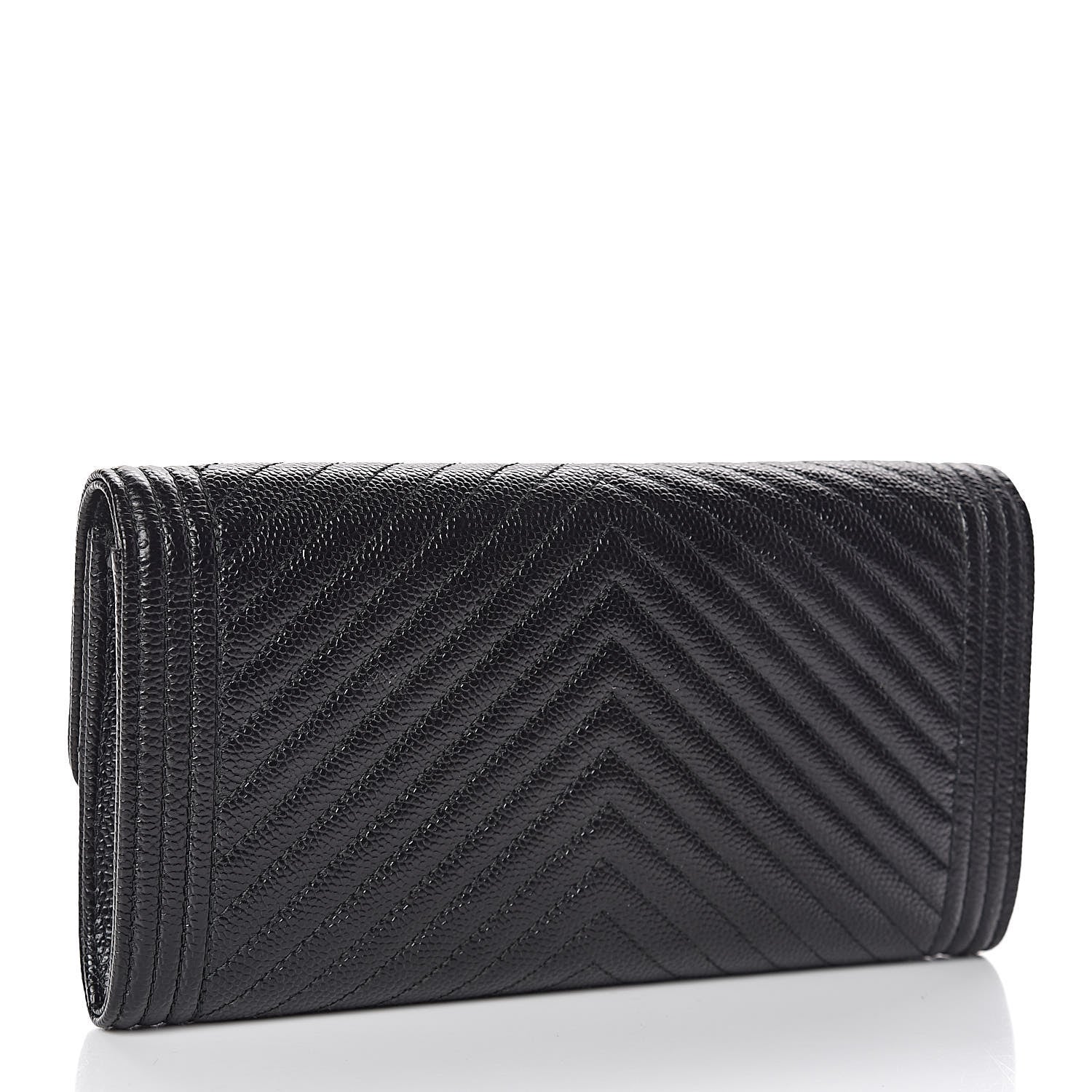 Chanel Caviar Chevron Quilted Boy Flap Wallet Black 3 of 8
