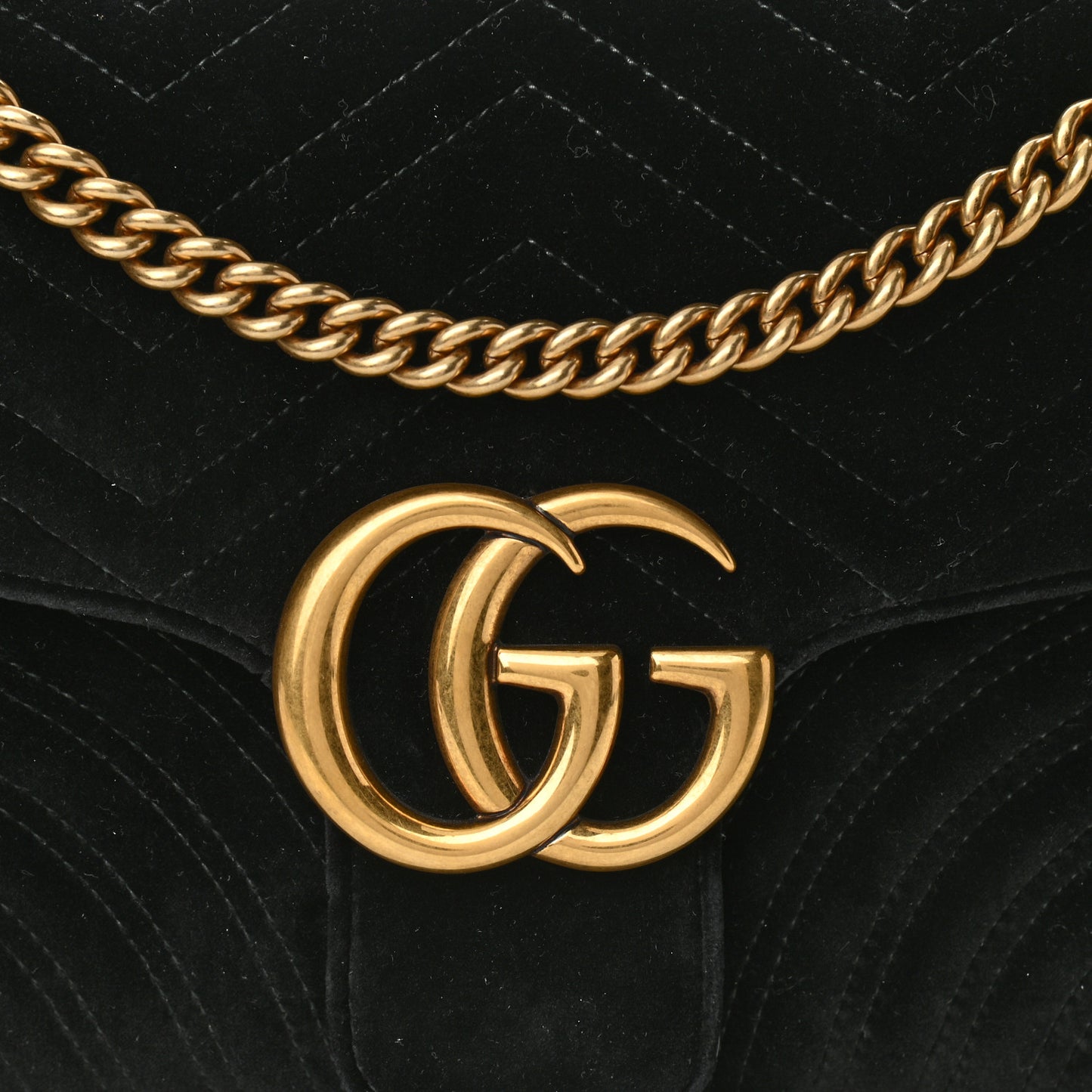 Velvet Matelasse Medium GG Marmont Shoulder Bag Black