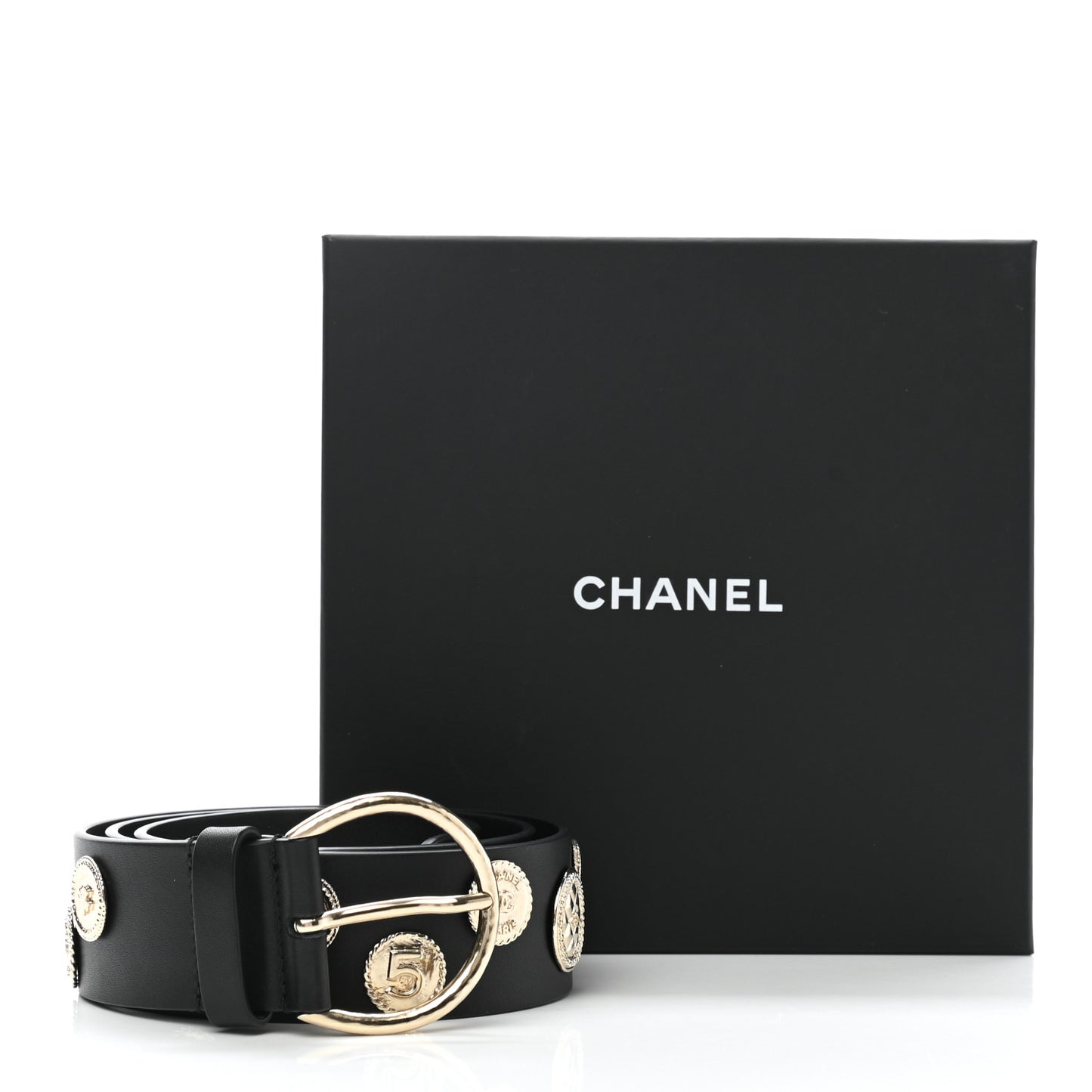 Calfskin CC Medallion Belt 85 34 Black