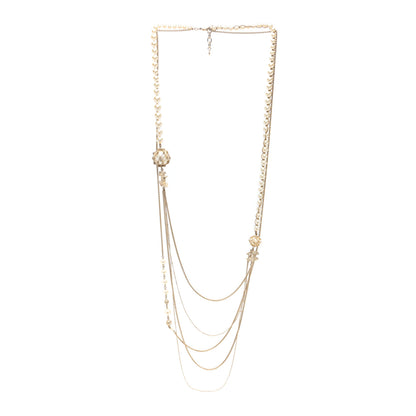 Chanel Pearl Caged CC Multi Strand Long Necklace Gold 3 of 5