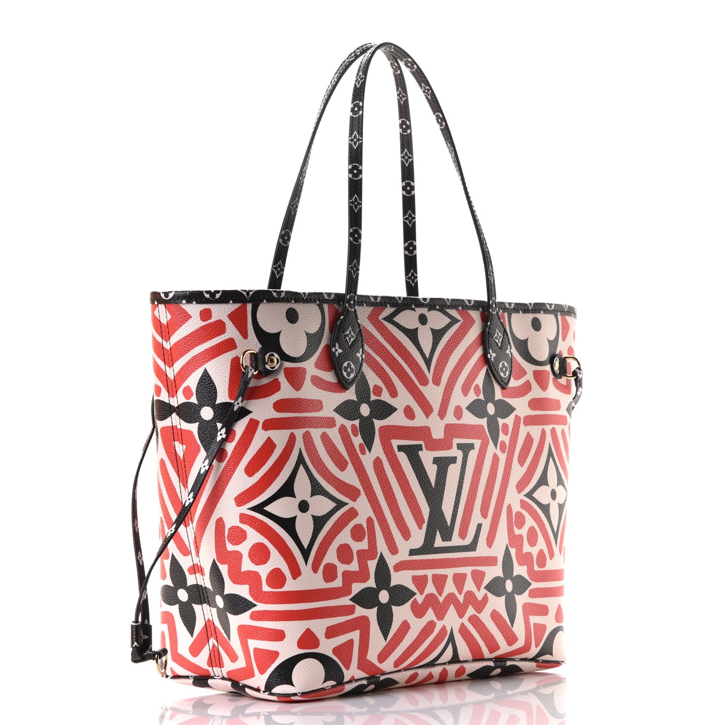 Monogram Giant Crafty Neverfull MM Creme Rouge Black