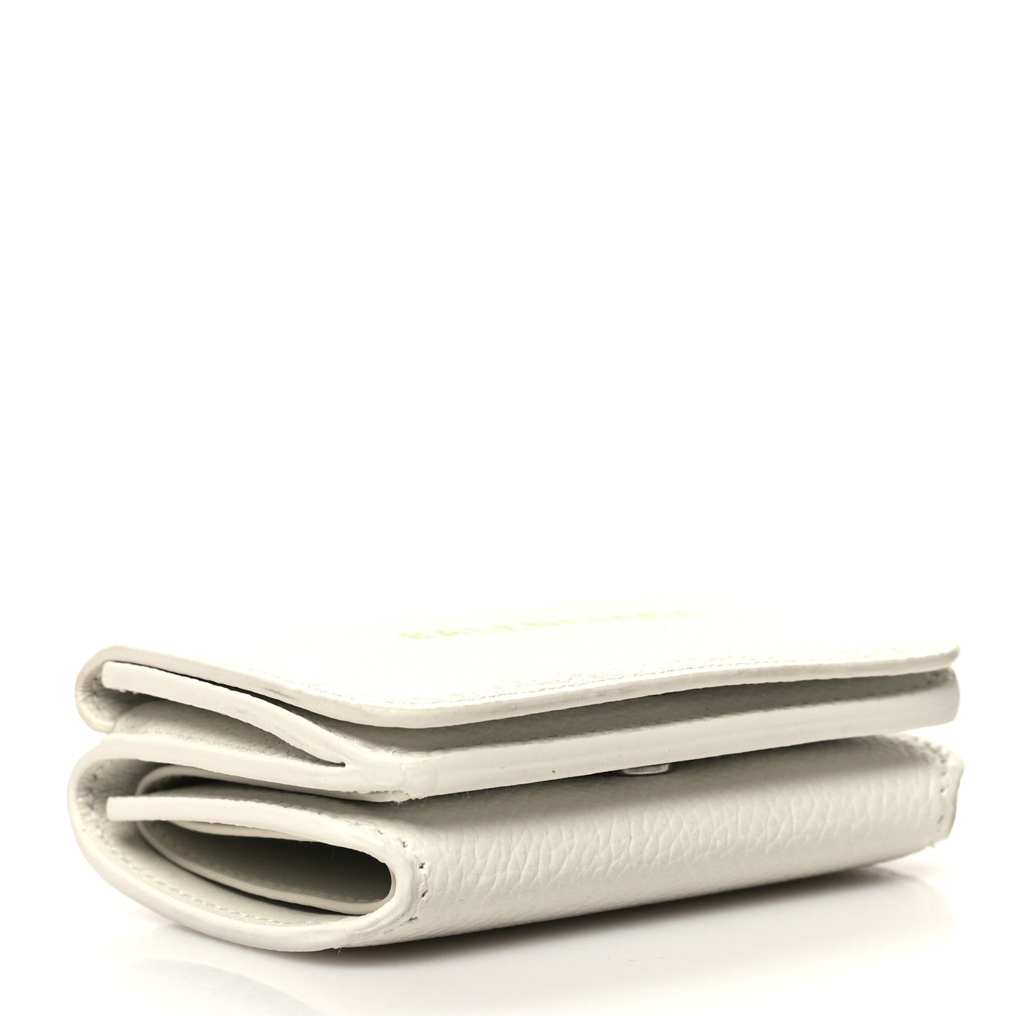 Grained Calfskin Logo Mini Cash Wallet White Light Green