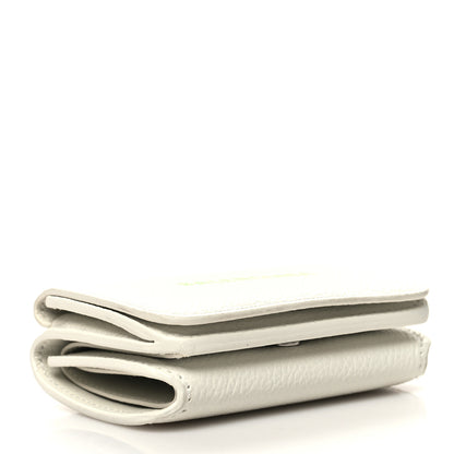 Balenciaga Grained Calfskin Logo Mini Cash Wallet White Light Green 4 of 9