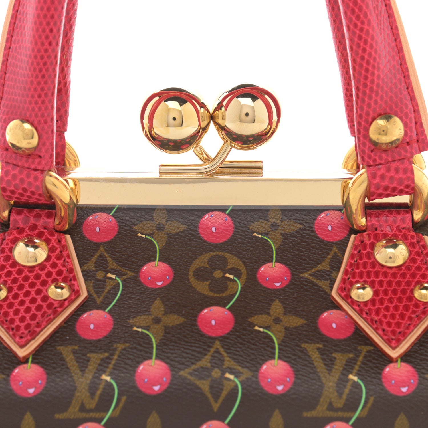 Louis Vuitton Monogram Cerises Lizard Sac Fermoir GM 8 of 10