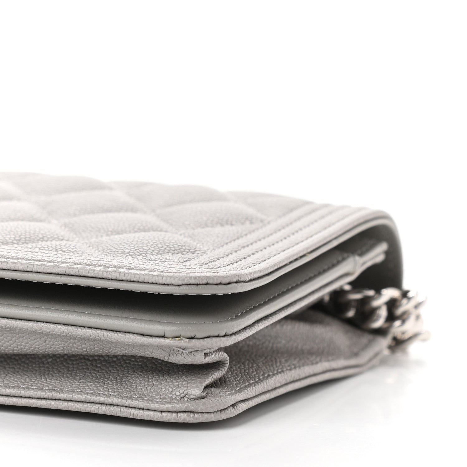 Chanel Caviar Quilted Boy Wallet On Chain WOC Grey 10 of 10