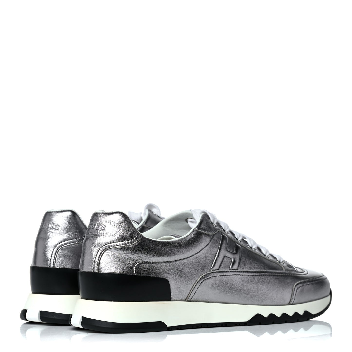 Metallic Nappa Womens Trail Sneakers 38 Gris Argente