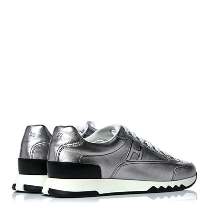 Hermes Metallic Nappa Womens Trail Sneakers 38 Gris Argente 4 of 12