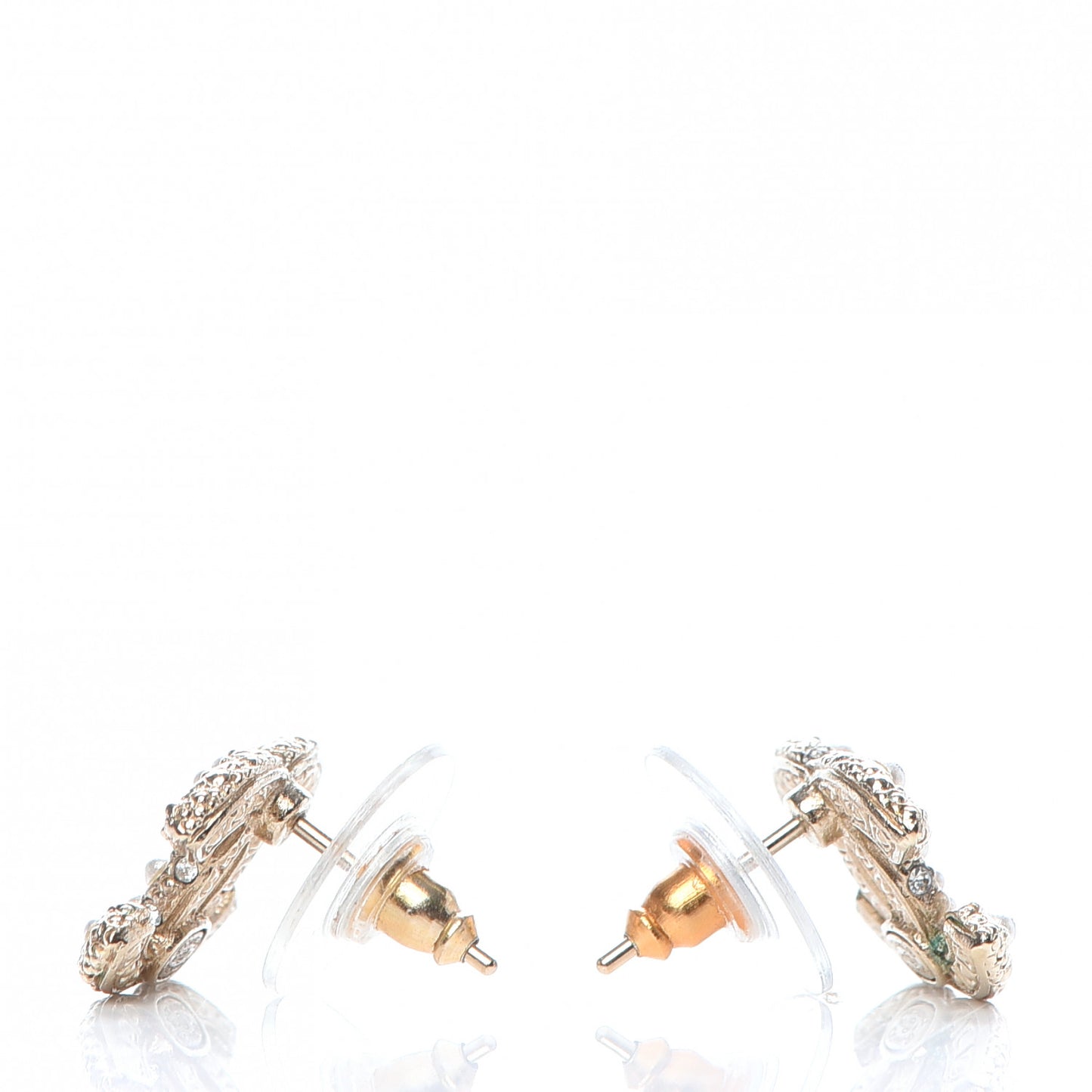Metal Pearl CC Earrings Gold
