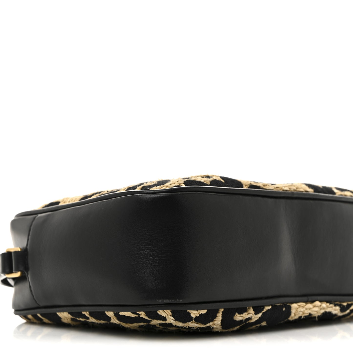 Raffia Calfskin Leopard Print Monogram Lou Camera Bag Natural Beige Black