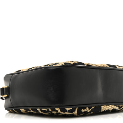 Saint Laurent Raffia Calfskin Leopard Print Monogram Lou Camera Bag Natural Beige Black 9 of 12