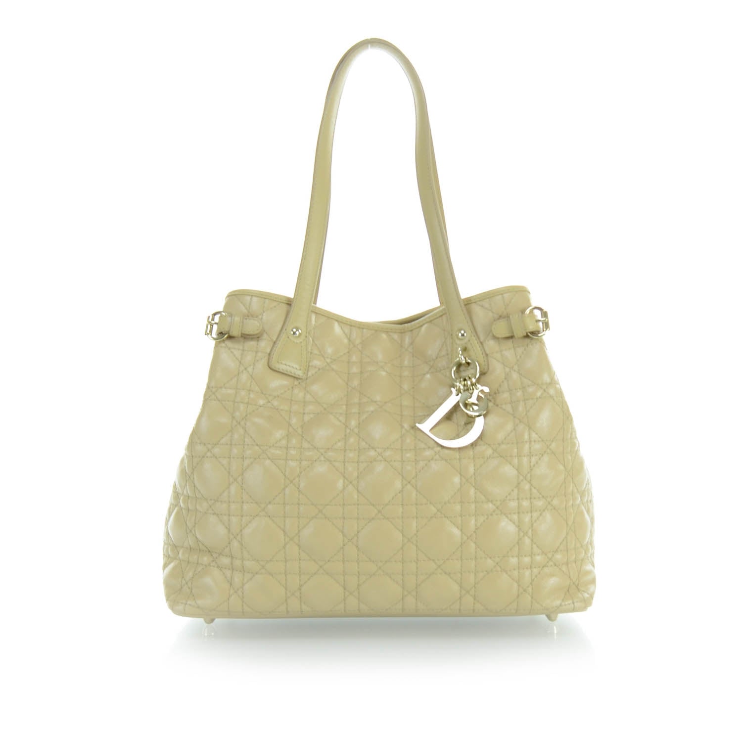 Christian Dior Coated Canvas Cannage Medium Panarea Tote Beige 1 of 11