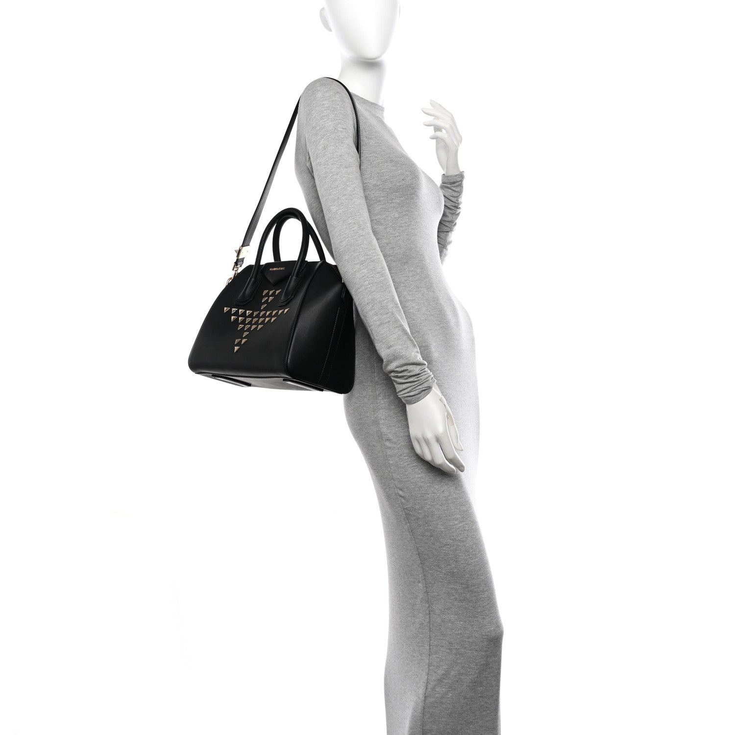 Givenchy Calfskin Triangle Studded Small Antigona Black 2 of 10