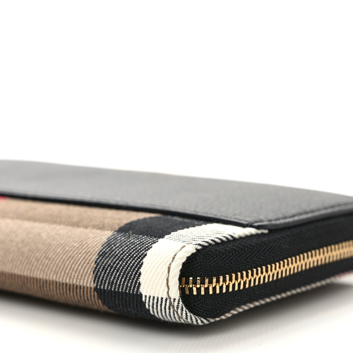 Burberry Calfskin Haymarket Check Elmore Zip Around Wallet Black 9 of 9