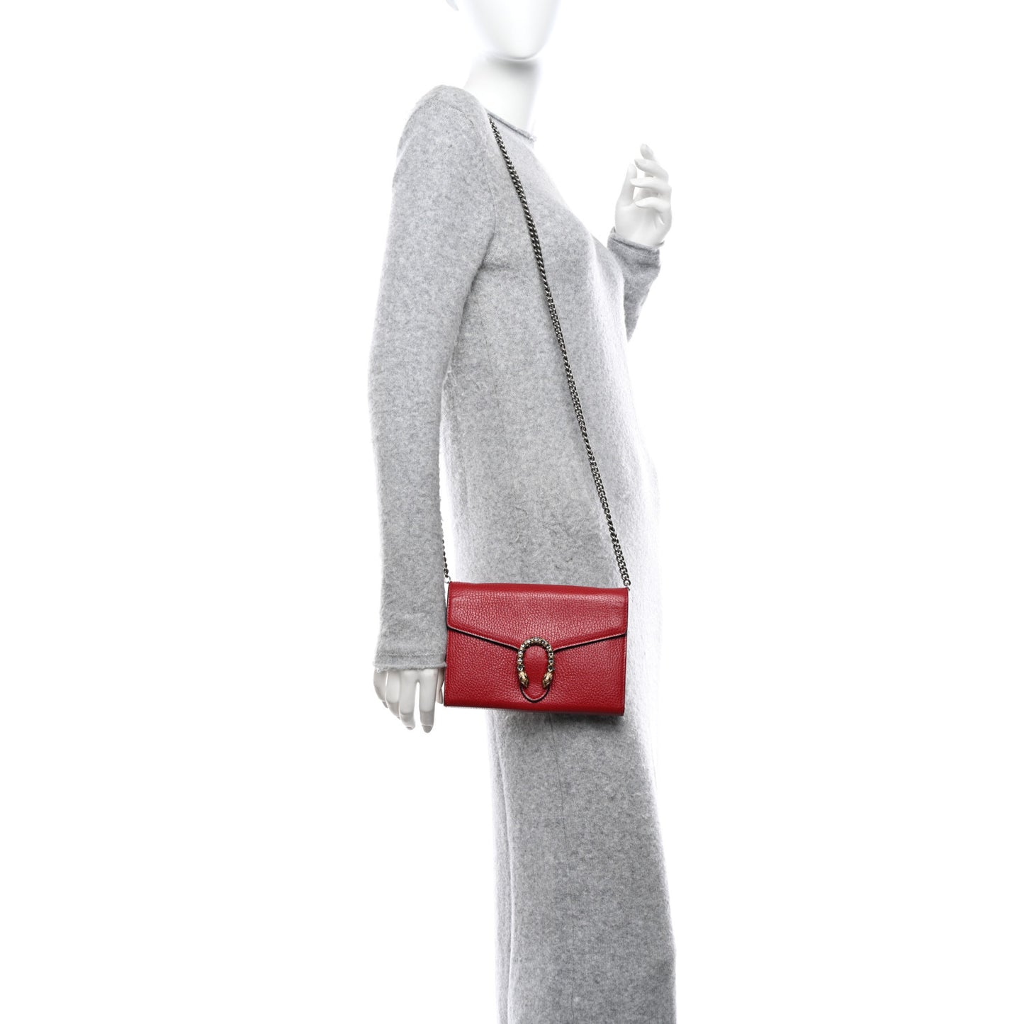 Calfskin Mini Dionysus Chain Wallet Hibiscus Red