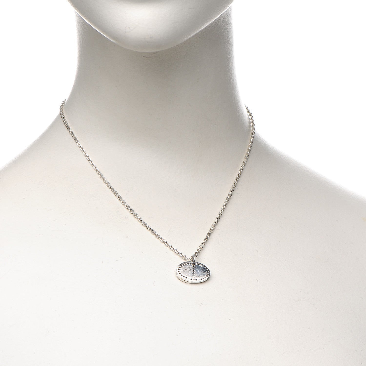 Hermes Sterling Silver Eclipse Pendant Necklace 2 of 9