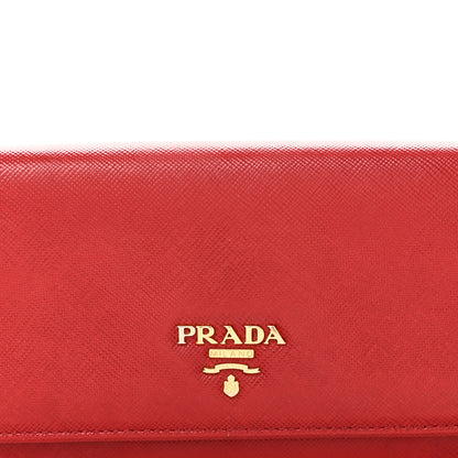 Prada Saffiano Metal Continental Flap Wallet Fuoco 7 of 7