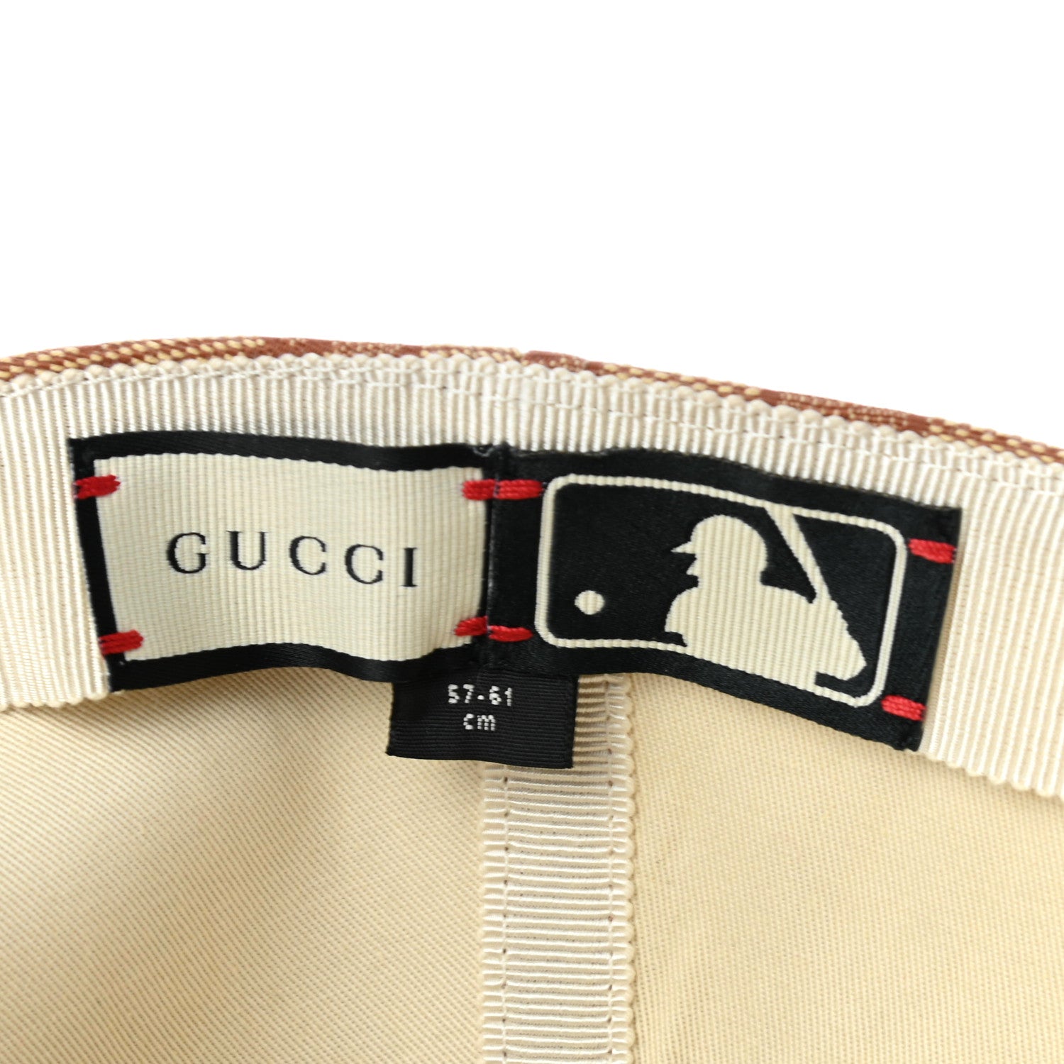 Gucci X MLB Monogram NY Yankees Baseball Hat 57-61 Beige Ruggine 8 of 10