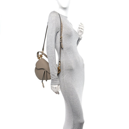 Christian Dior Grained Calfskin Saddle Bag With Strap Warm Taupe 2 of 11