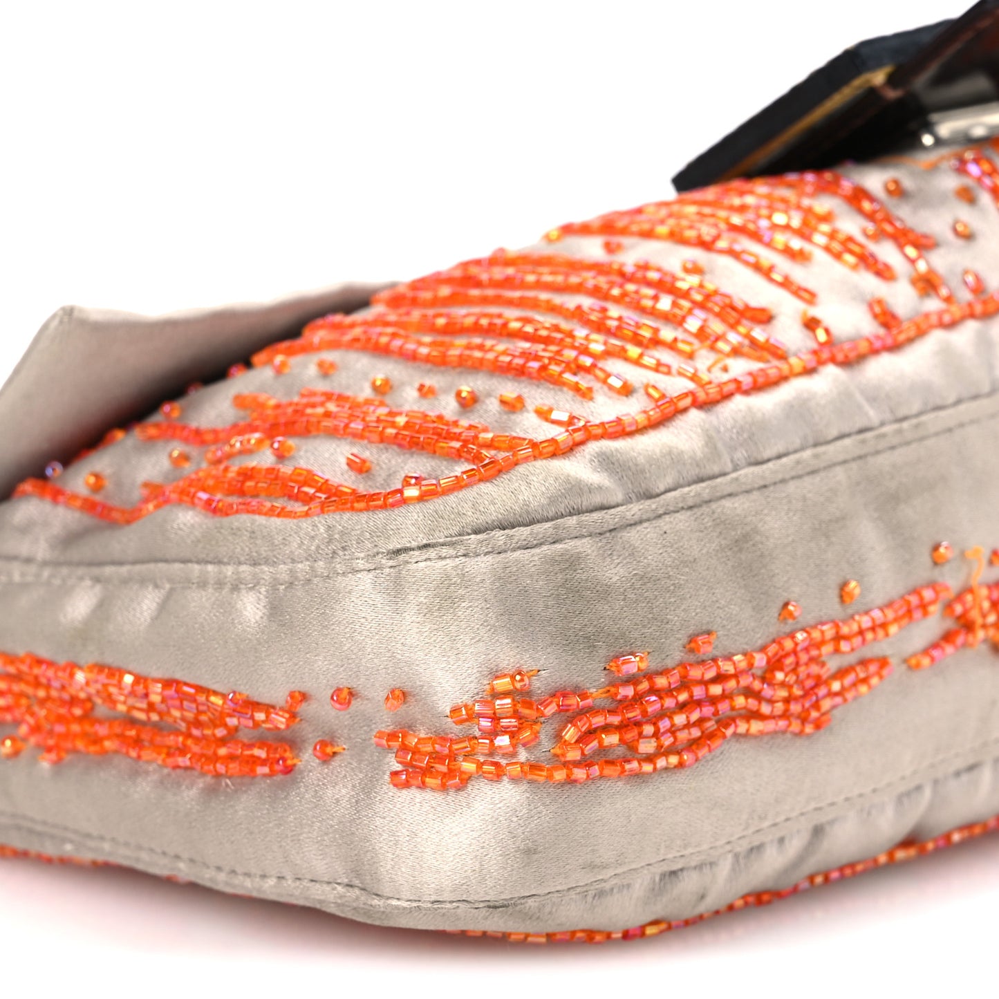 Satin Lizard Beaded Baguette Grey Orange