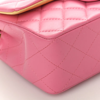 Chanel Lambskin Quilted Mini Rectangular Flap Pink Yellow 9 of 10