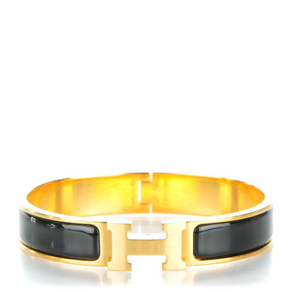 Hermes Enamel Narrow Clic Clac H Bracelet GM Black 1 of 5
