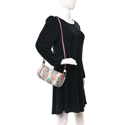 Gucci X THE NORTH FACE Econyl Nylon Barrel Shoulder Bag Ivory Turquoise Wild Rose 2 of 10