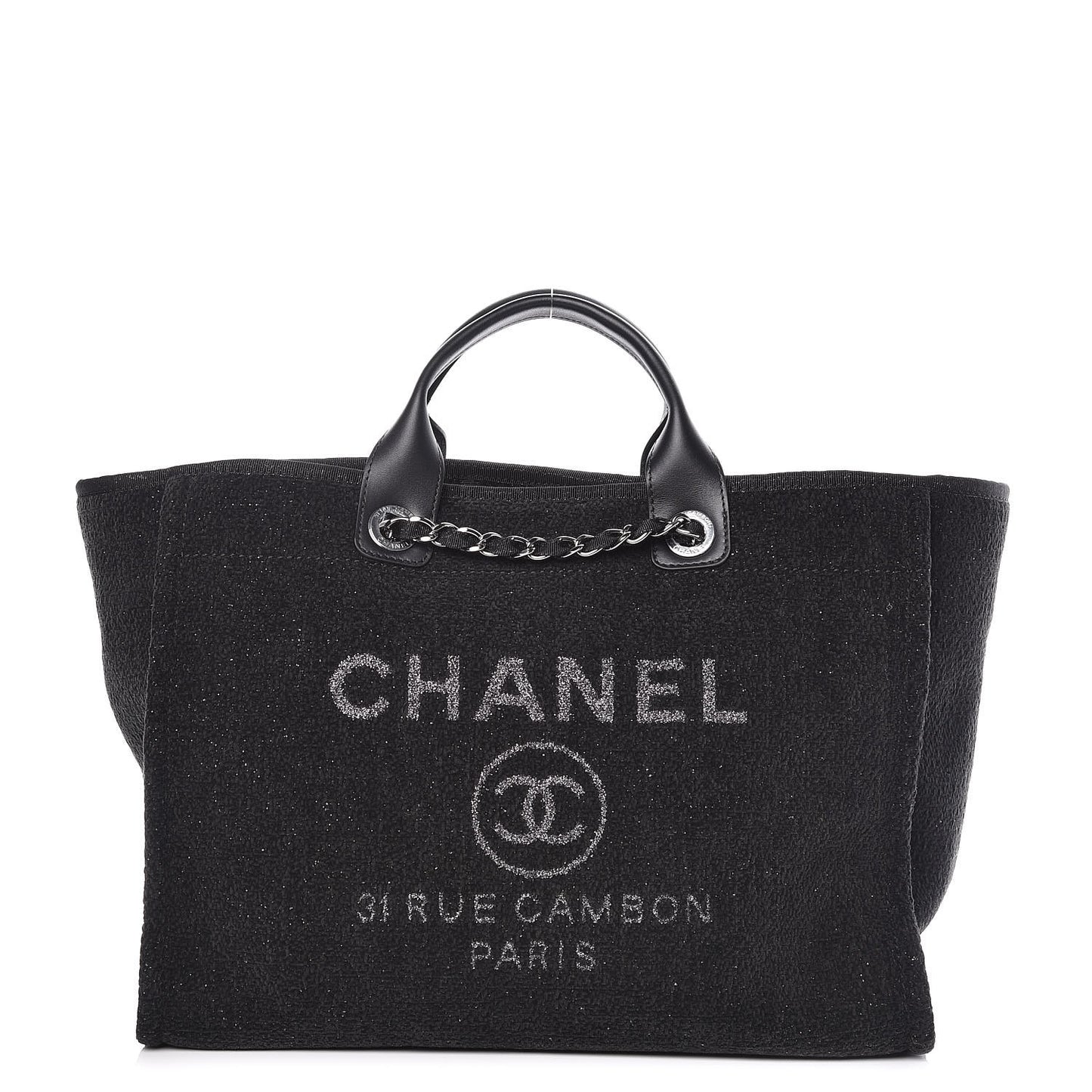 Lurex Boucle Large Deauville Tote Black
