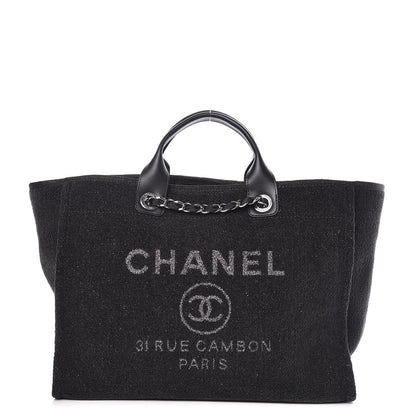 Chanel Lurex Boucle Large Deauville Tote Black 1 of 9