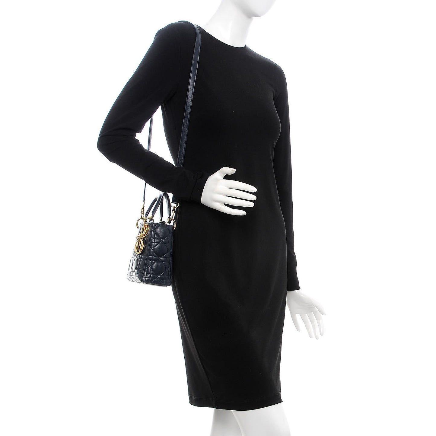 Lambskin Cannage Mini Lady Dior Navy Blue