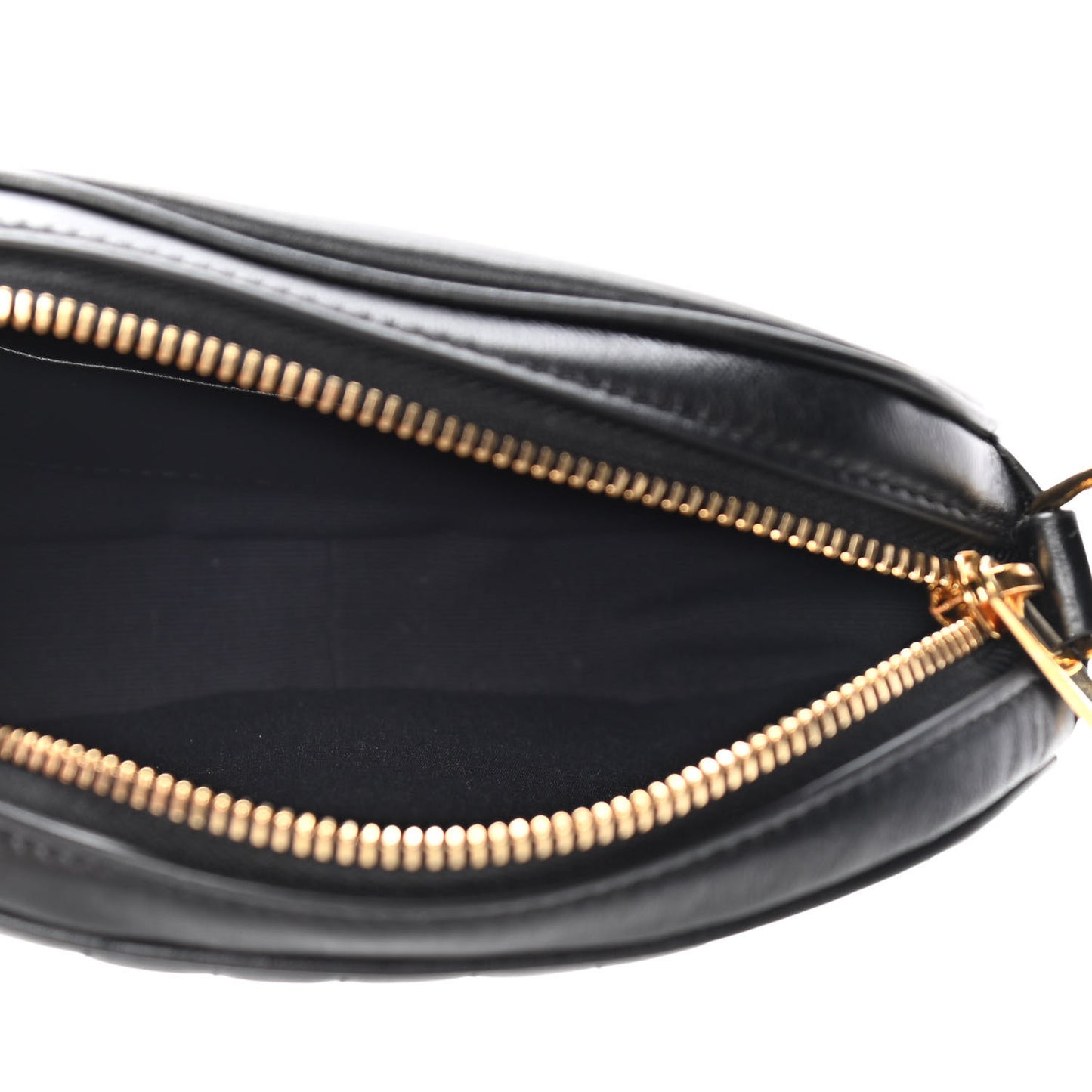 Calfskin Quilted Small C Charm Bag Black