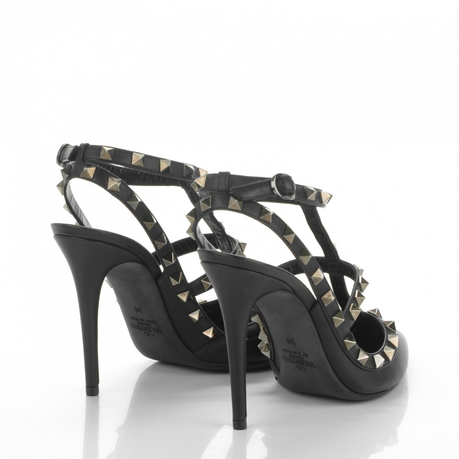 Valentino Garavani Nappa Rockstud Ankle Strap Pumps 38 Black 4 of 7