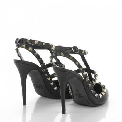 Valentino Garavani Nappa Rockstud Ankle Strap Pumps 38 Black 4 of 7