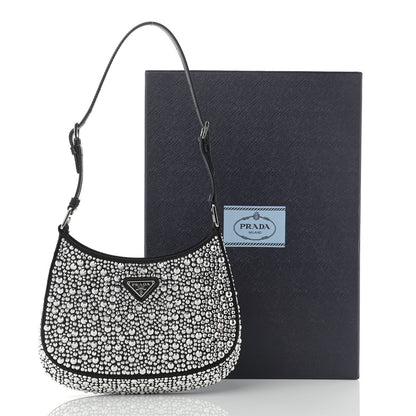 Prada Satin Crystal Cleo Adjustable Strap Shoulder Bag Metal 11 of 11