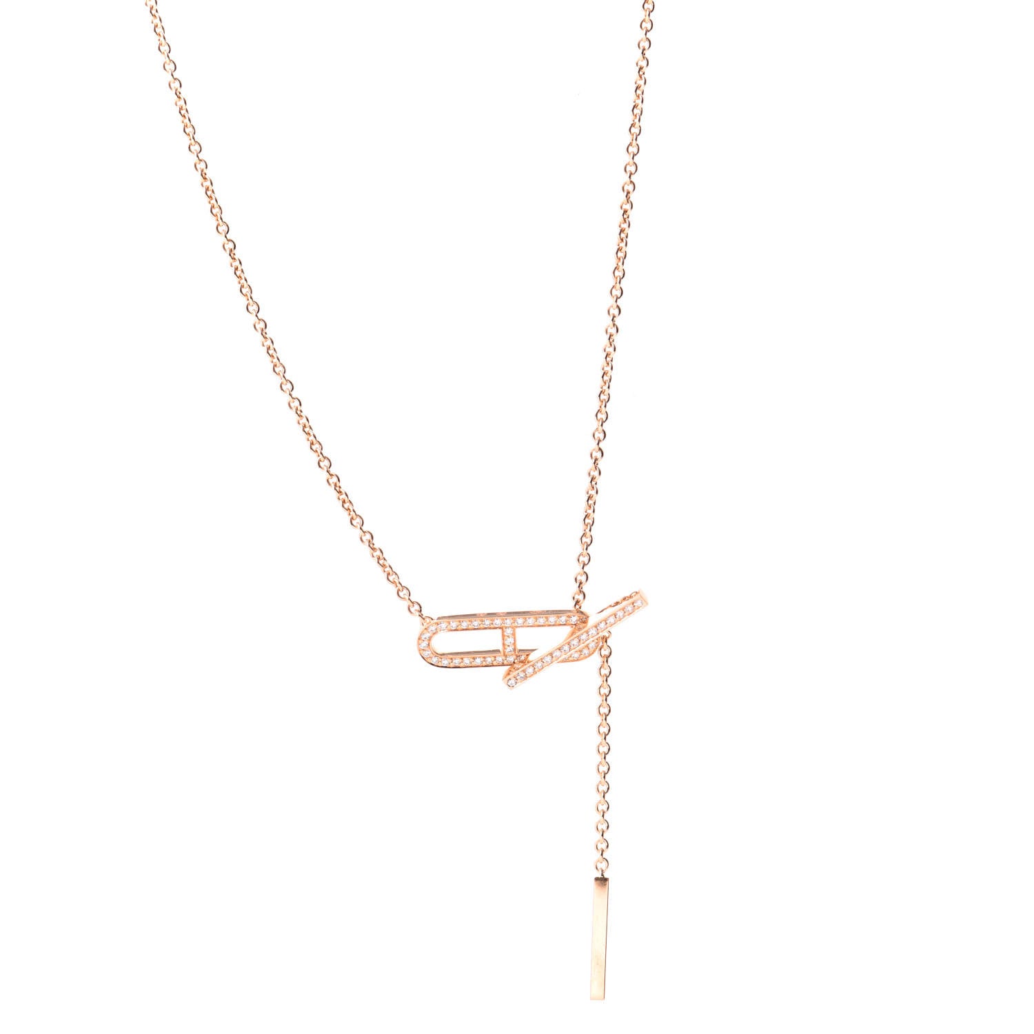 Hermes 18K Rose Gold Diamond PM Ever Chaine D'Ancre Necklace 2 of 7