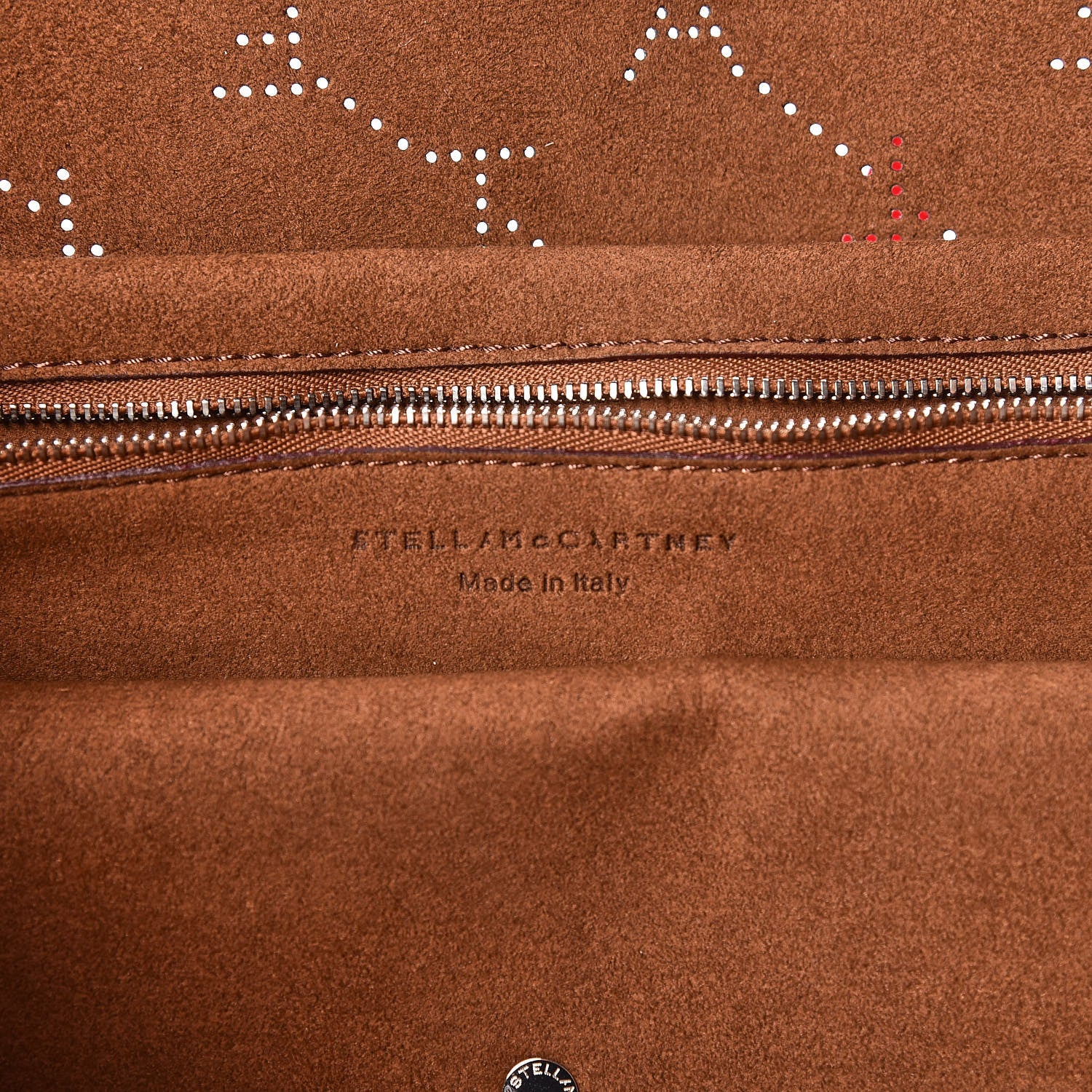 Stella McCartney Eco Alter Nappa Perforated Logo Tote Red 6 of 14