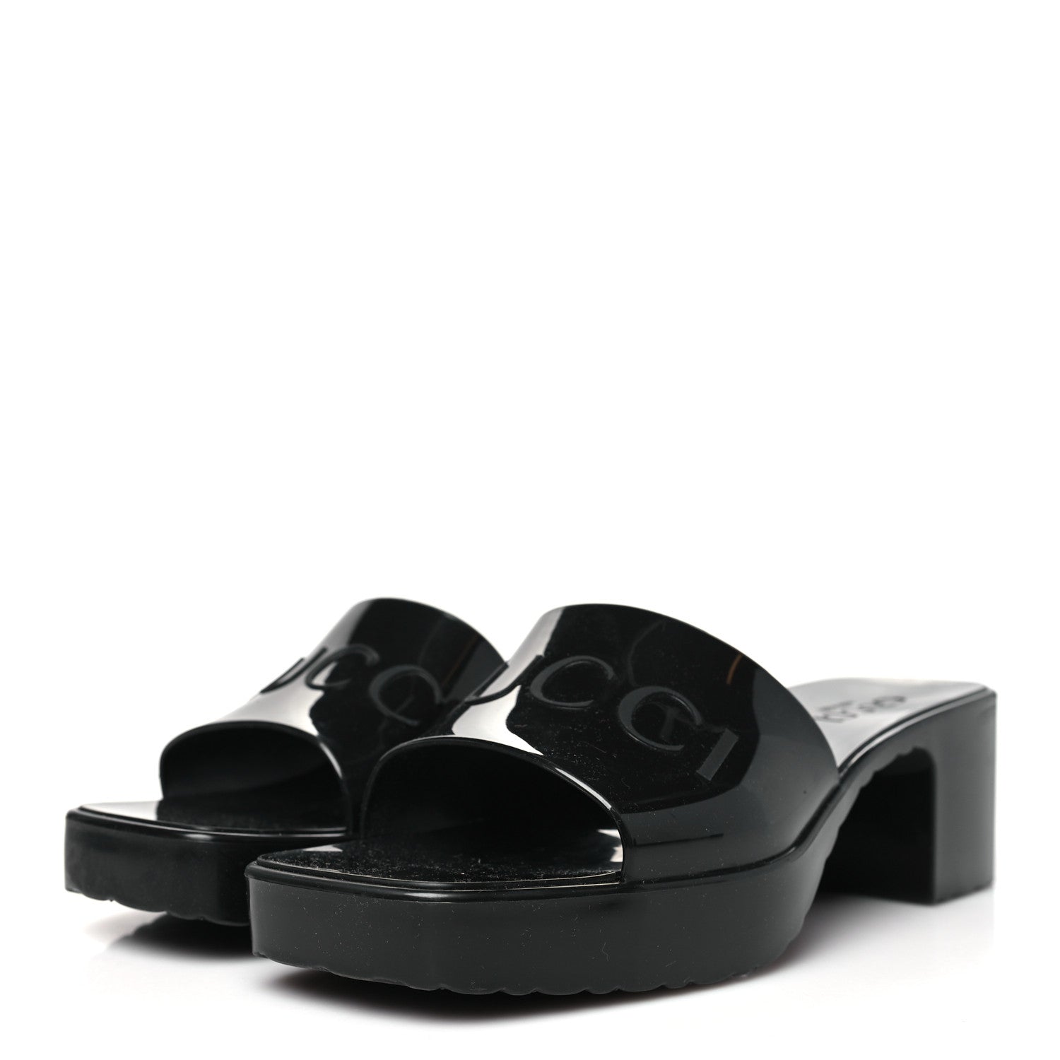 Gucci Rubber Gucci Logo Womens Platform 20/60mm Slide Sandals 36 Black 4 of 10