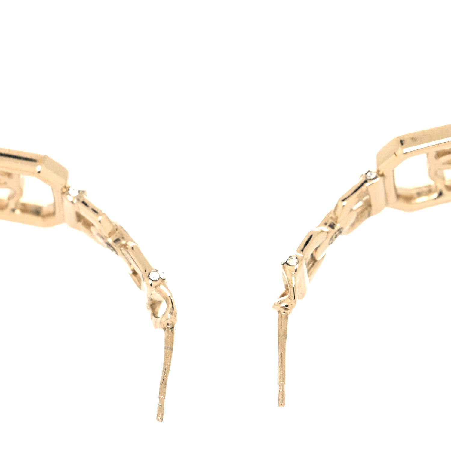 Chanel Crystal CC Vendome Hoop Earrings Gold 3 of 4