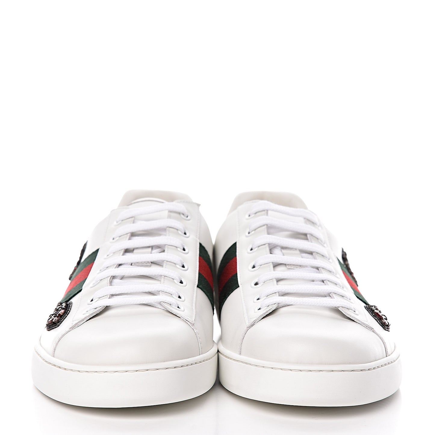Calfskin Web Studded Mens Arrow Ace Sneakers 12 White